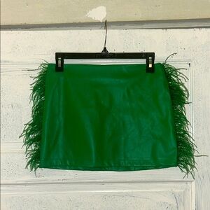 Green Feathered Women's Skirt